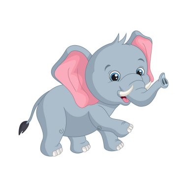 Beyaz arkaplanda şirin bebek filin vektör çizimi