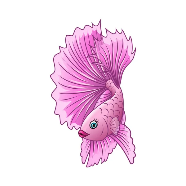 Vector Illustration Cartoon Pink Betta Fish White Background — Stock Vector