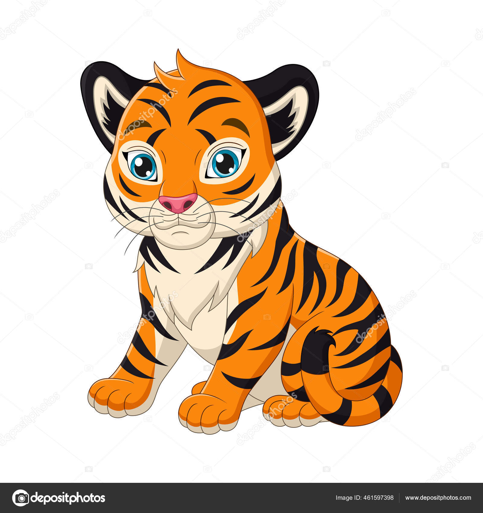 Illustration Vectorielle Bebe Tigre Dessin Anime Mignon Sur Fond Blanc Image Vectorielle Par Mimosastudio C Illustration