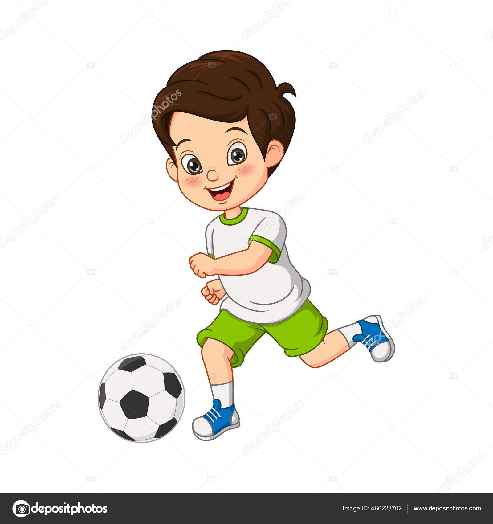 Menino De Desenho Animado, Brincando Com O Ícone De Bola De Futebol Sobre  Ilustração Vetorial De Design Colorido De Fundo Branco Ilustraciones svg,  vectoriales, clip art vectorizado libre de derechos. Image 83304840