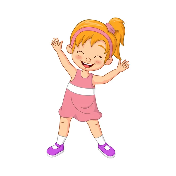 Vektor Illustration Von Cartoon Glückliches Kleines Mädchen Stehend — Stockvektor