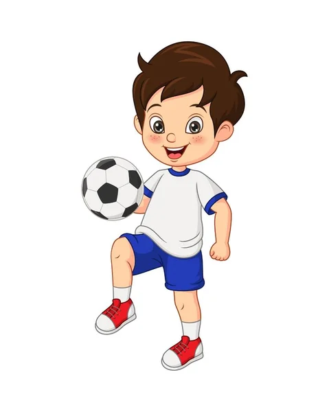 Menino De Desenho Animado, Brincando Com O Ícone De Bola De Futebol Sobre  Ilustração Vetorial De Design Colorido De Fundo Branco Ilustraciones svg,  vectoriales, clip art vectorizado libre de derechos. Image 83304840