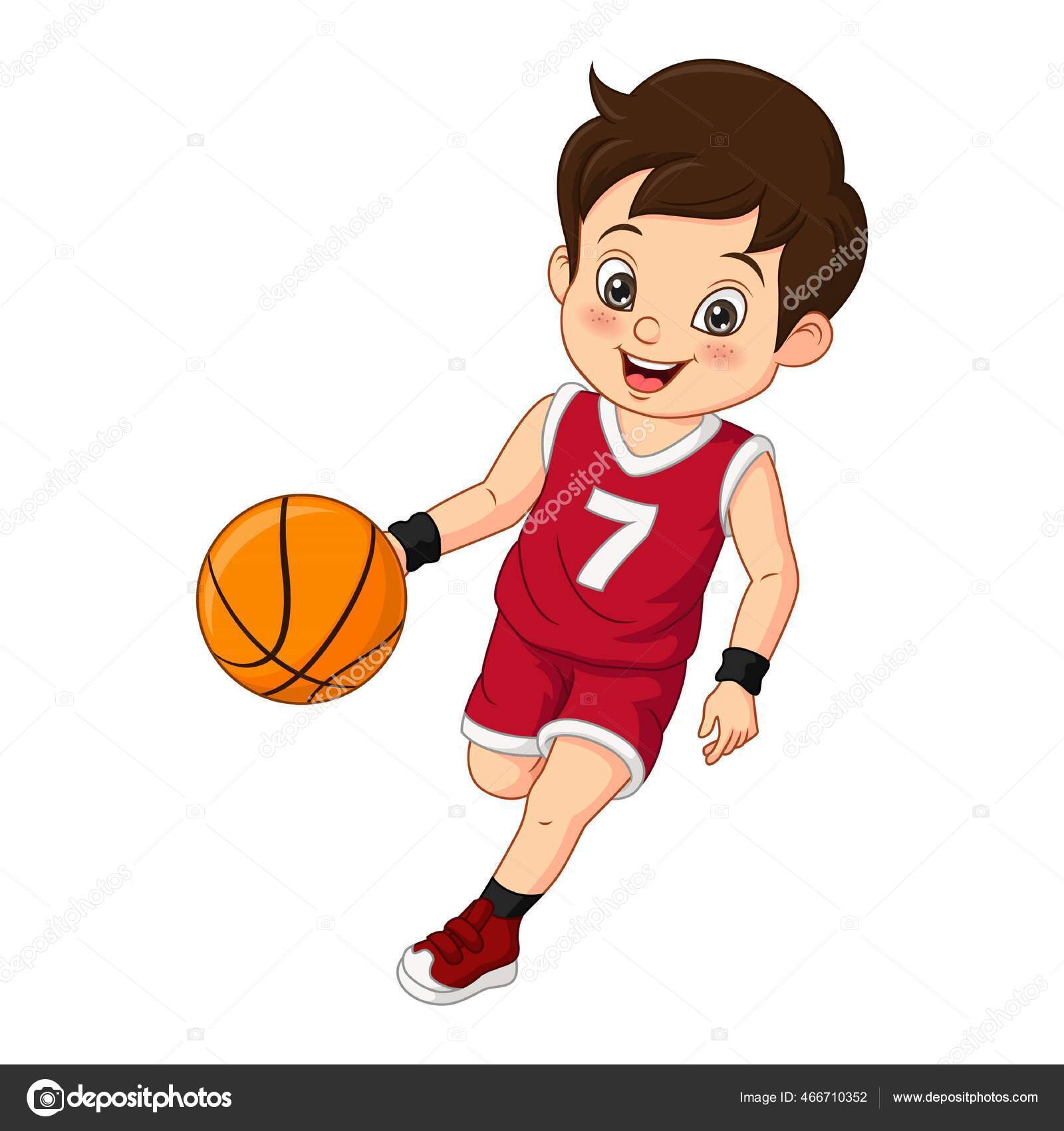 Desenho Animado Bonito Uma Bola Basquete imagem vetorial de