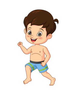 Çizgi film karakteri, yaz mayosu giymiş mutlu küçük bir çocuğun temsilcisi.