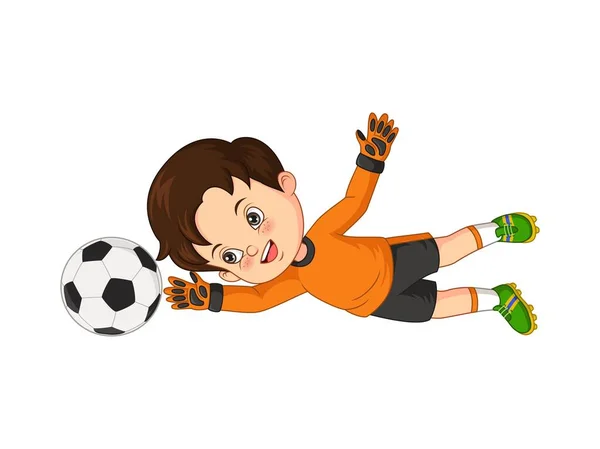 Cartoon little boy playing football Royalty Free Vector