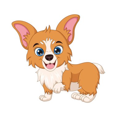 Beyaz arkaplanda şirin corgi köpek çizgi filminin vektör illüstrasyonu