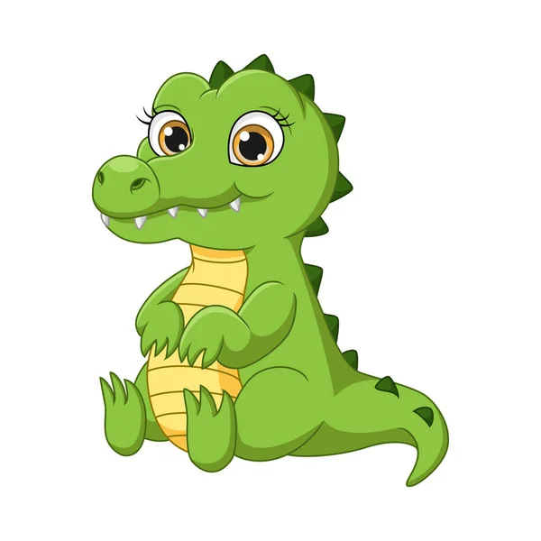 Vector Illustration Cute Baby Crocodile Cartoon Sitting — Stock Vector