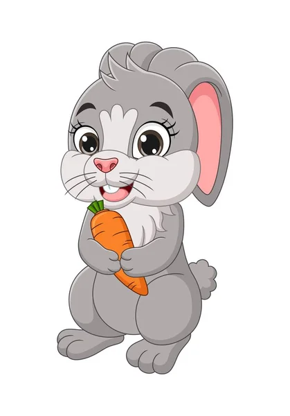 Векторная Иллюстрация Милого Кролика Морковкой — стоковый вектор
