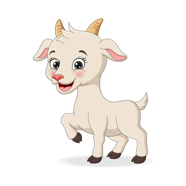 Vector Illustration Cute Baby Goat Cartoon White Background — Stock Vector