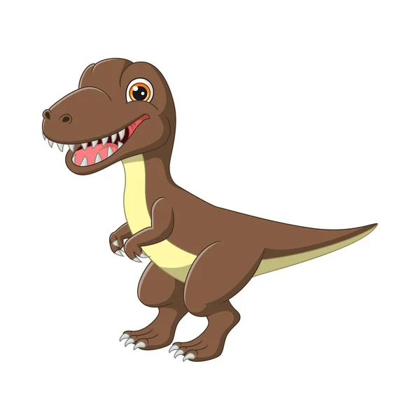 Wektor Ilustracja Cartoon Brązowy Dinozaur Tyranozaur Rex — Wektor stockowy