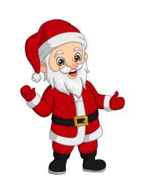 Çizgi filmin vektör çizimi Mutlu Noel Baba el sallıyor