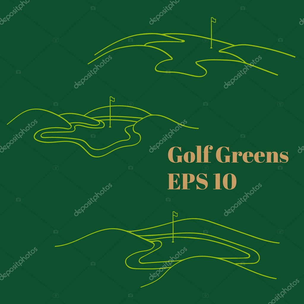 Three golf greens vector eps 10