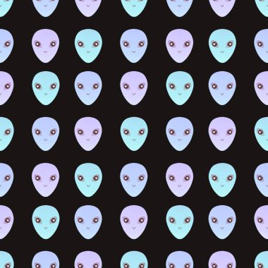 Uzaylılarla sevimli uzay deseni