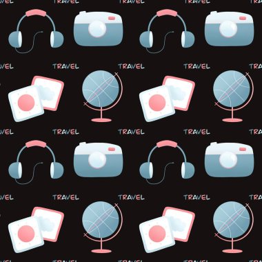 Yolculuk için eşyalarla desen