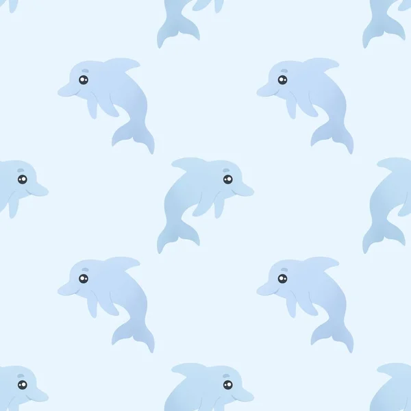 Søtt Mønster Med Fargerike Delfiner – stockfoto