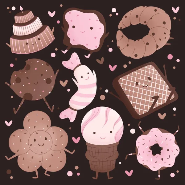 Cute Sticker Pack Sweets — Stock Photo, Image