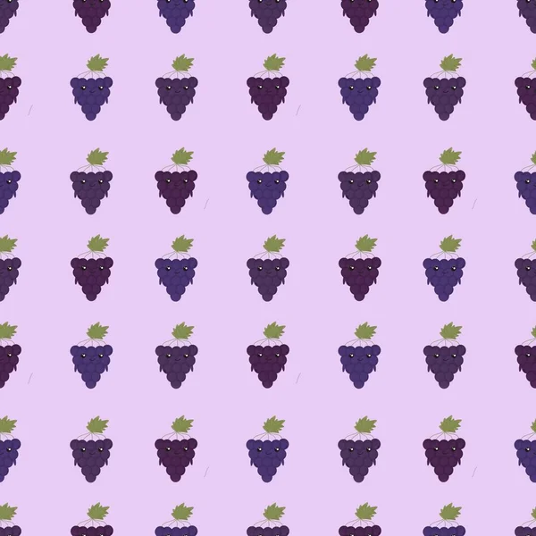 Cute Pattern Violet Grapes — Stock Photo, Image