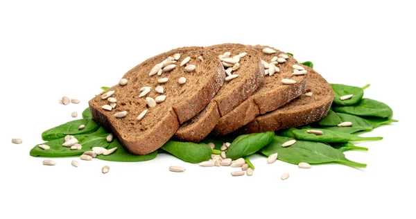 Pane, spinaci e semi di girasole — Foto Stock