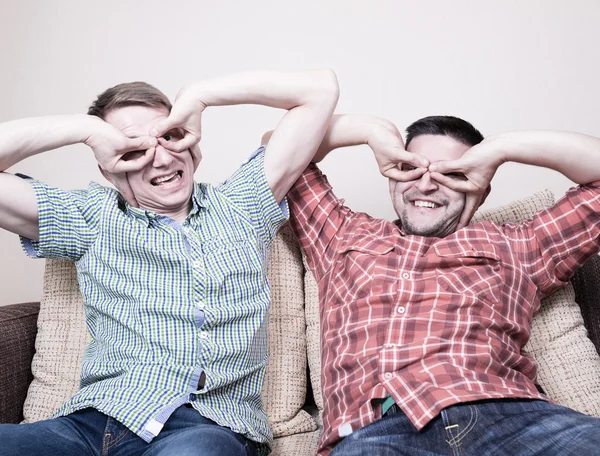 Two guys with funny gestures — Stock Photo, Image