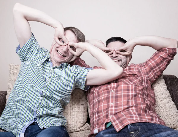 Two guys with funny gestures — Stock Photo, Image