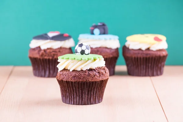 stock image Delicious cupcakes on table