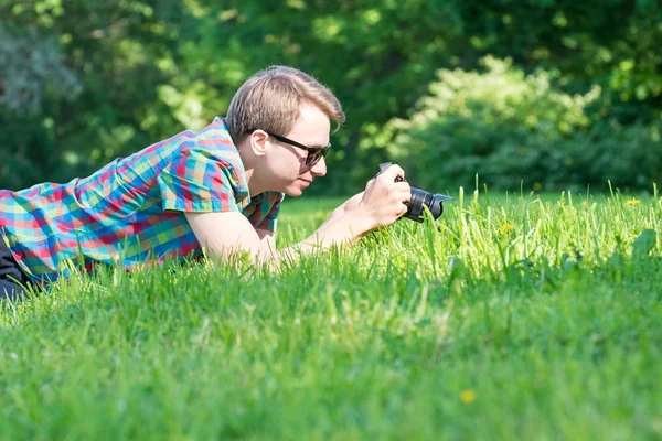 Macro on grass — Stock Photo, Image