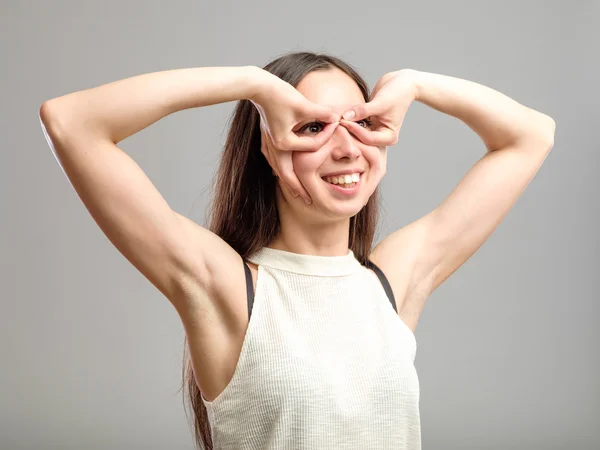 女の子眼鏡のように手を繋いで — ストック写真