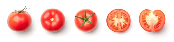 Verzameling Van Rode Tomaten Geïsoleerd Witte Achtergrond Een Set Van — Stockfoto