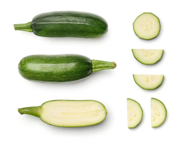 Sammlung Von Zucchini Isoliert Auf Weißem Hintergrund Set Aus Mehreren — Stockfoto