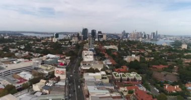 Günbatımında Sydney şehir merkezinin hava manzarası, Avustralya.