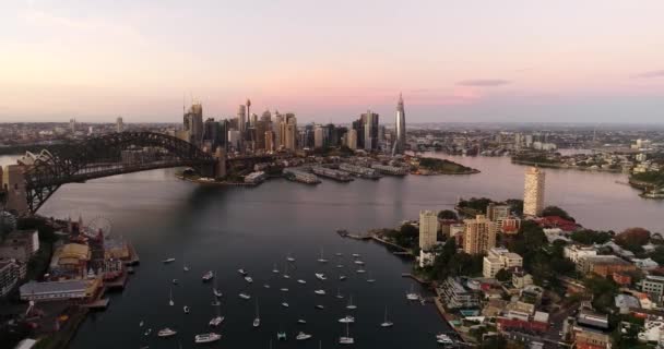 Sydney Skyline Australii Zmierzchu — Wideo stockowe