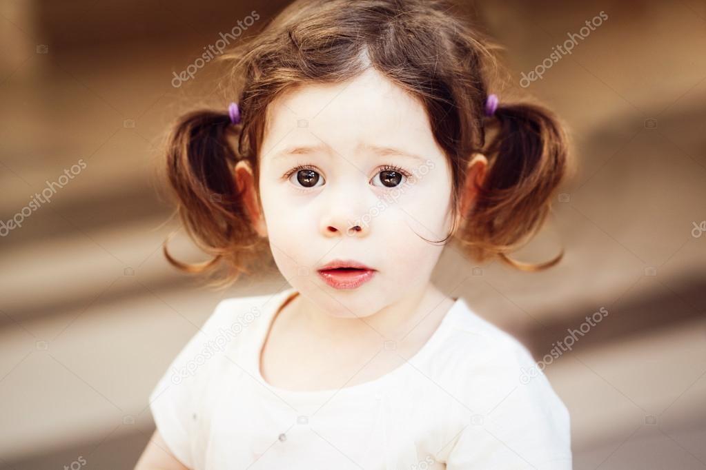 Closeup Portrait Of Cute Adorable Sad Upset White Caucasian