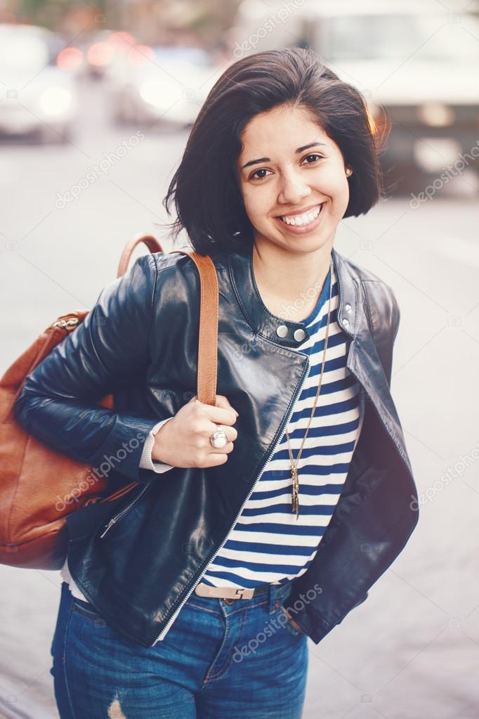 Portrait Of Beautiful Smiling Young Caucasian Latin Girl