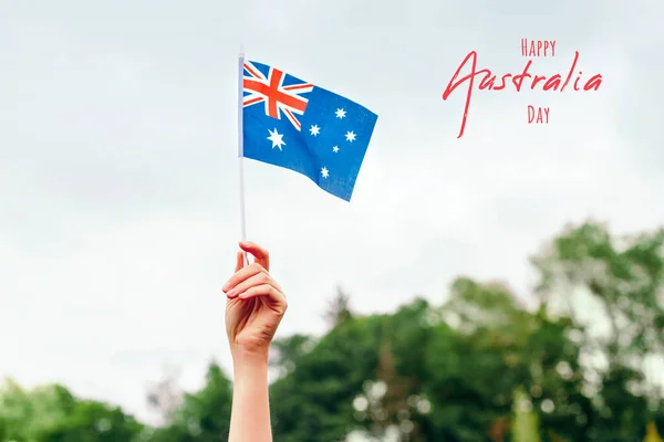 Biglietto Auguri Australia Day Primo Piano Della Mano Umana Donna — Foto Stock