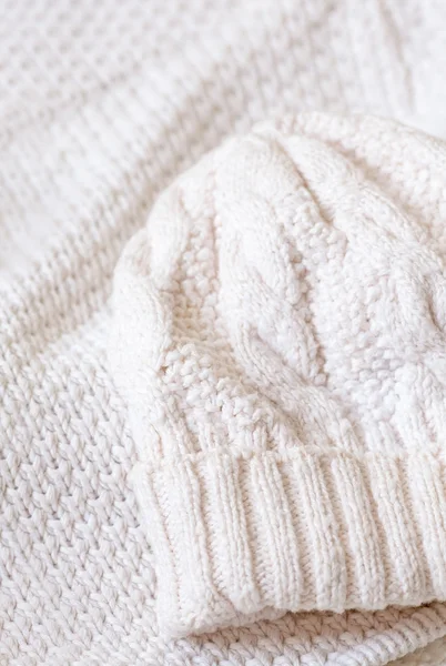 White woolen knitted background — Stock Photo, Image