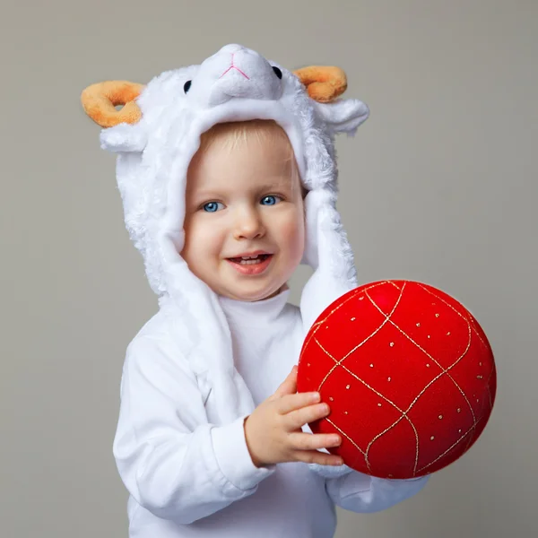 Baby in sheep hat New Year 2015 — Stock Photo, Image