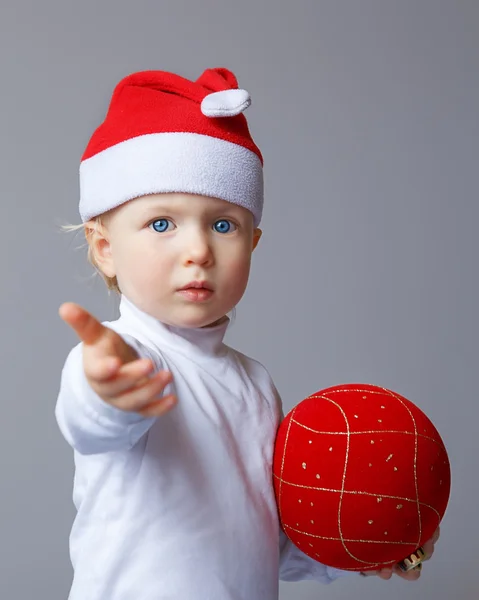 Baby in Santa hat New Year — Stock Photo, Image