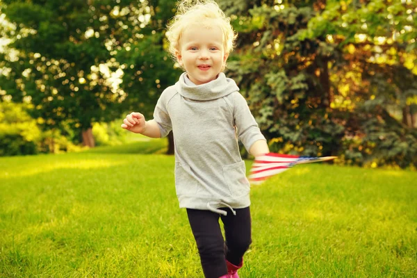 美国美国国旗儿童女婴 — 图库照片