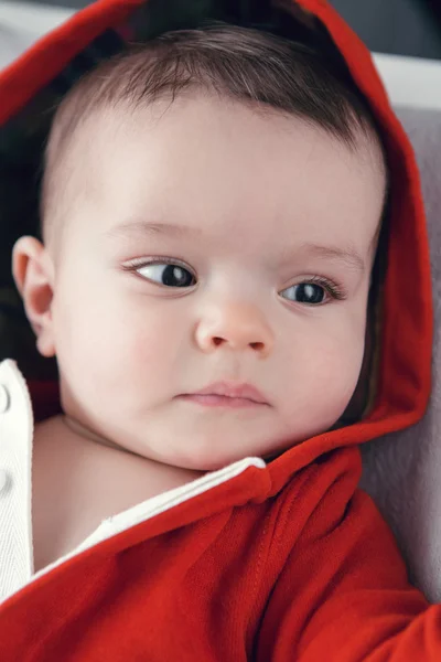 Cute Caucasian baby boy girl black eyes — Stock Photo, Image