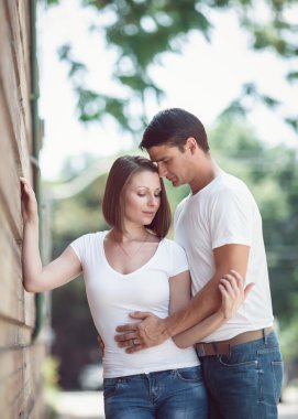 Genç çift erkek kadın kız portresi