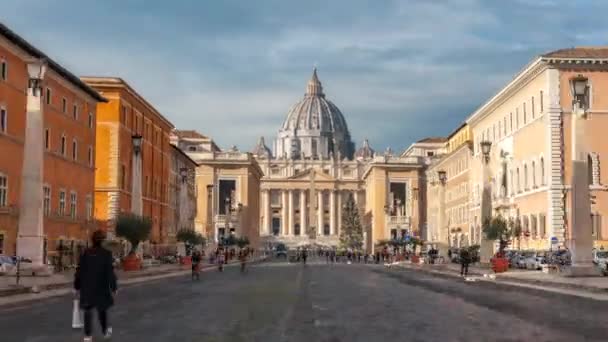 Rome Italie Décembre 2020 Hyper Lapse Rivière Tibre Place Saint — Video