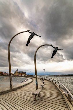 Puerto Natales, Şili - Almirante Montt Körfezi, Chielan Patagonya 'daki Pasifik Okyanusu suları, Magallanes Bölgesi.