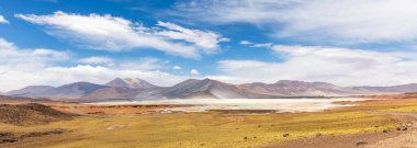 Güney Amerika 'nın Antofagasta bölgesindeki Atacama Çölü' ndeki altiplano üzerinde Tuyajto Lagünü.