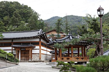 Burası geleneksel bir Kore evi.