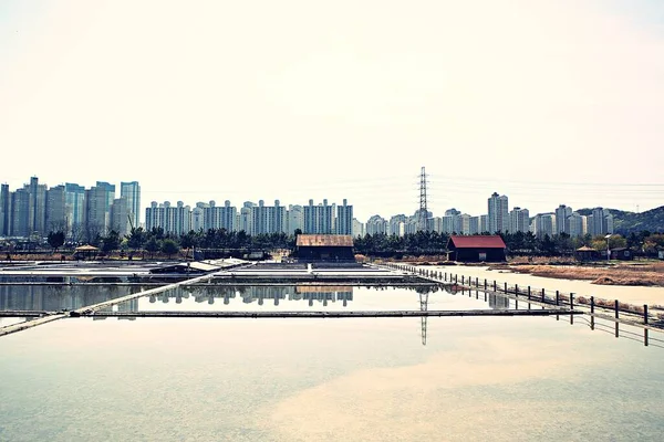 Het Een Zoutpan Die Koreaans Zout Maakt — Stockfoto