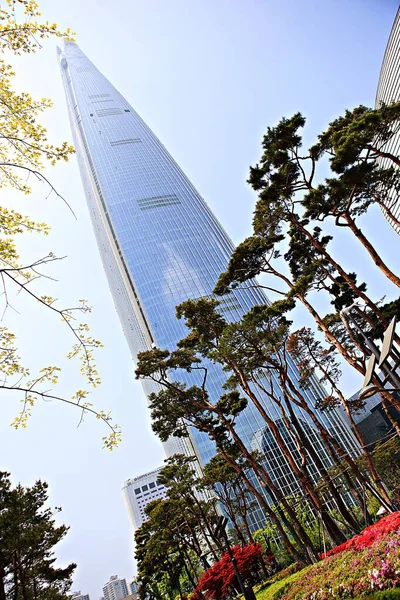 Tady Lotte Tower Soulské Koreji — Stock fotografie