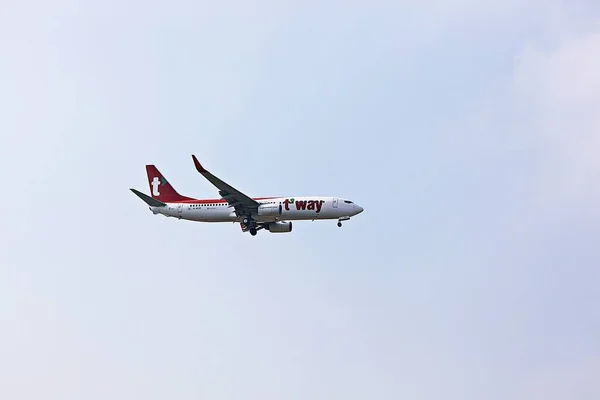 Este Avião Passageiros Que Visita Coreia — Fotografia de Stock