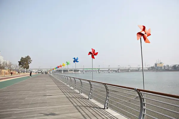 Mulino Vento Nel Parco Sul Mare — Foto Stock