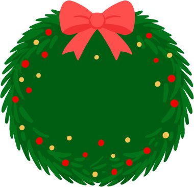 yeşil noel topları kurdele yay vektör çizim tasarımı