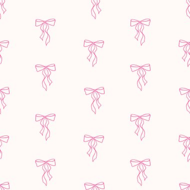 Pembe yay vektörsüz desen. Tuhaf bir arka plan, baskı, ambalaj tasarımı, duvar kâğıdı. Vektör illüstrasyonu